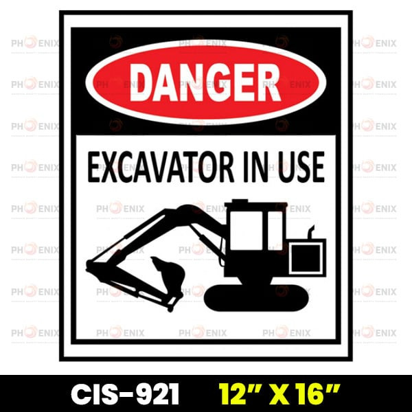 Excavator in Use Safety Sign