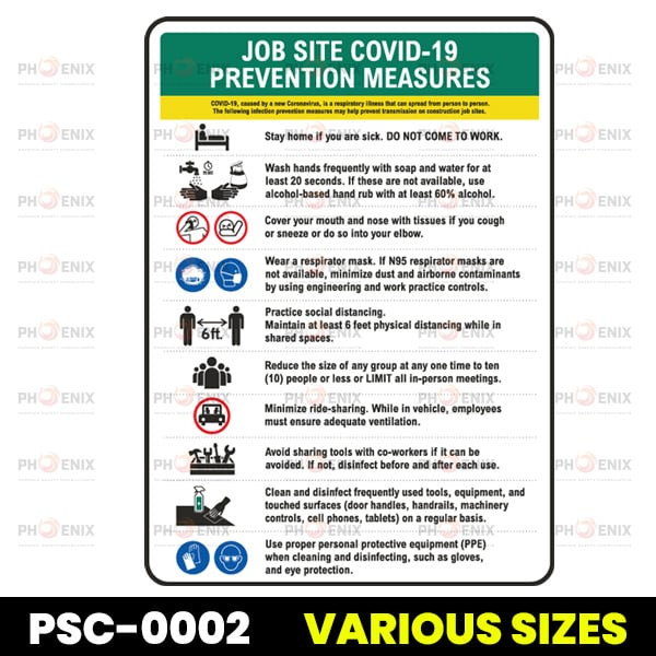 Job Site COVID-19 Prevention Measures Sign