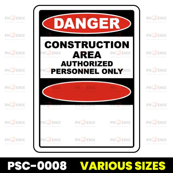 Bilingual Danger Construction Area Authorized Only Sign