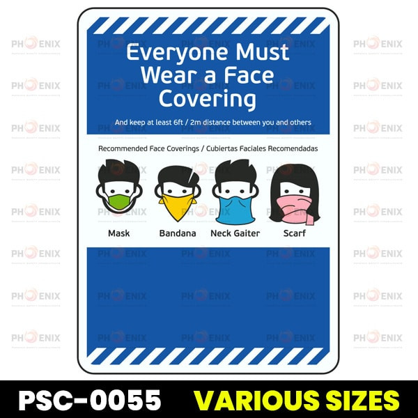 Bilingual Everyone Must Wear a Face Covering Sign