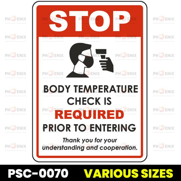 Stop Body Temperature Check Required Sign