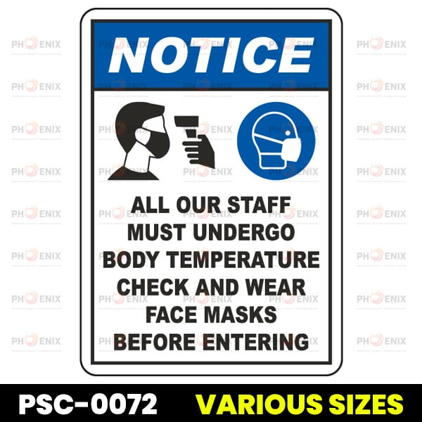 Notice Staff Must Undergo Temperature Check Sign