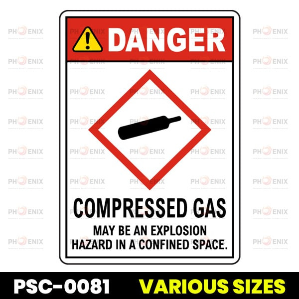 Danger Compressed Gas GHS Sign