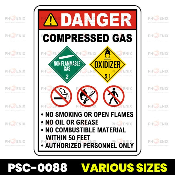 Danger Compressed Gas Sign