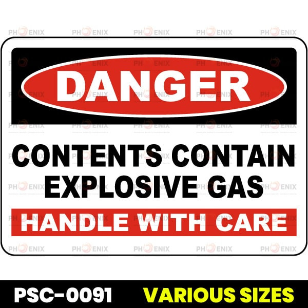 Danger Contents Contain Explosive Gas Sign