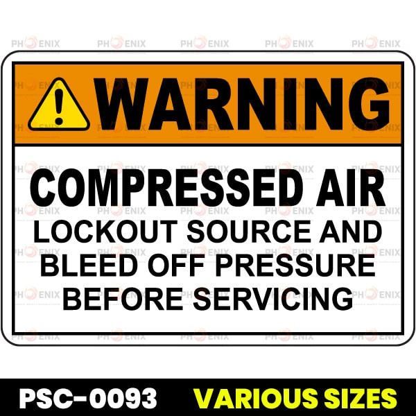 Warning Compressed Air Lockout Source Sign